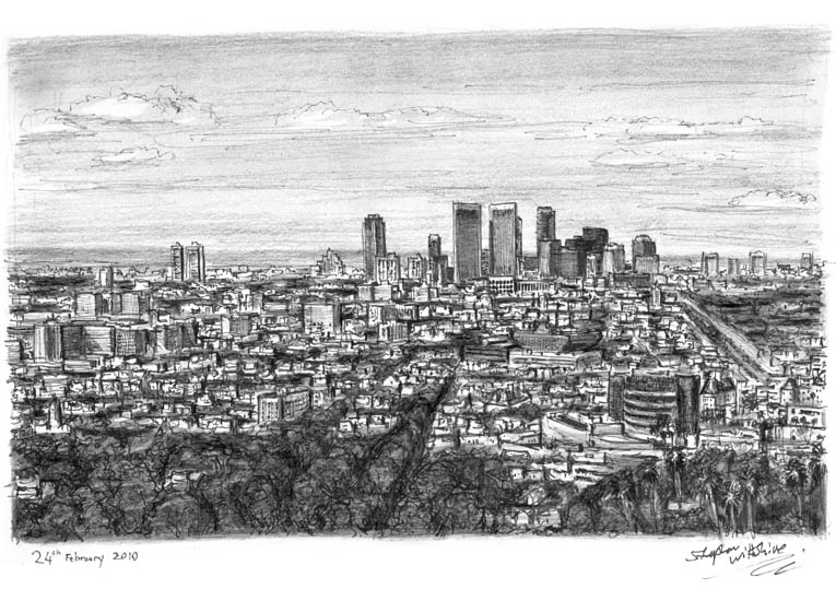 765x550 Drawn Skyline Los Angeles - Los Angeles Skyline Sketch