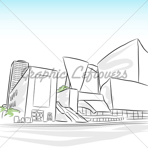 500x500 Downtown Los Angeles Skyline Gl Stock Images - Los Angeles Skyline Sketch