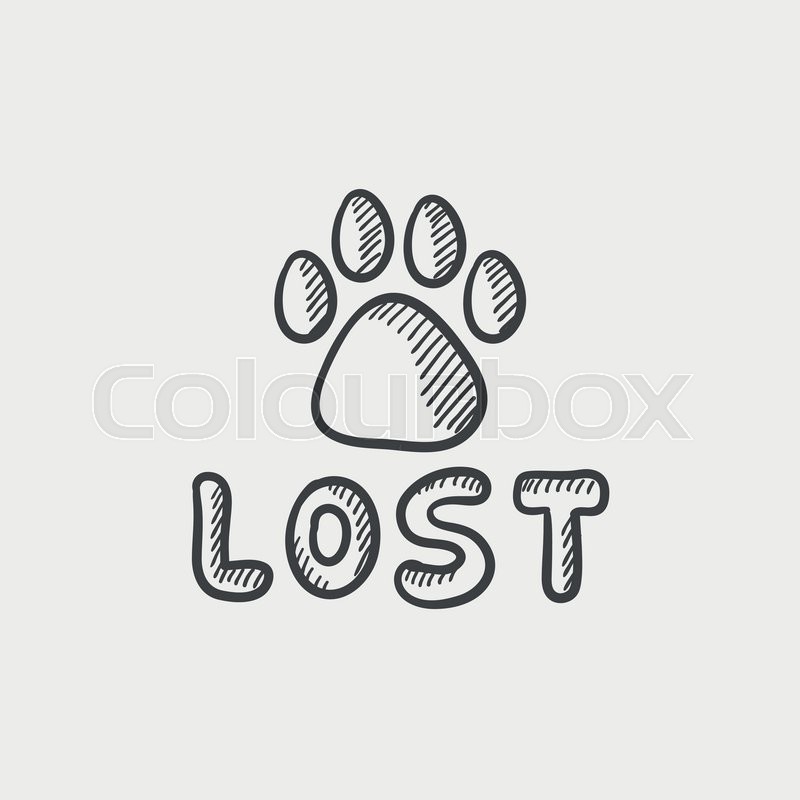 800x800 Paw Print With Word Lost Sketch Icon Set For Web, Mobile And - Lost Sketch