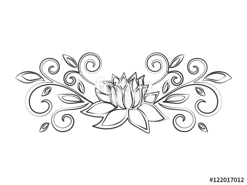 500x375 Lotus Sketch. Plant Motif. Flower Design Elements. Vector - Lotus Sketch