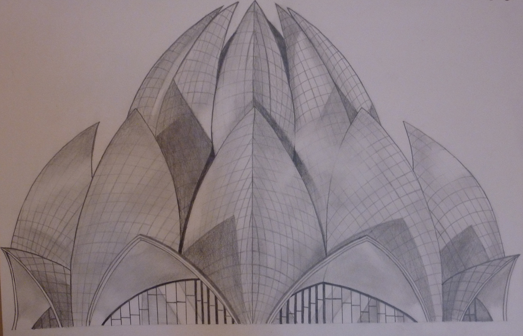 1024x658 A Pencil Drawing Of The Lotus Temple Things I Like - Lotus Temple Sketch