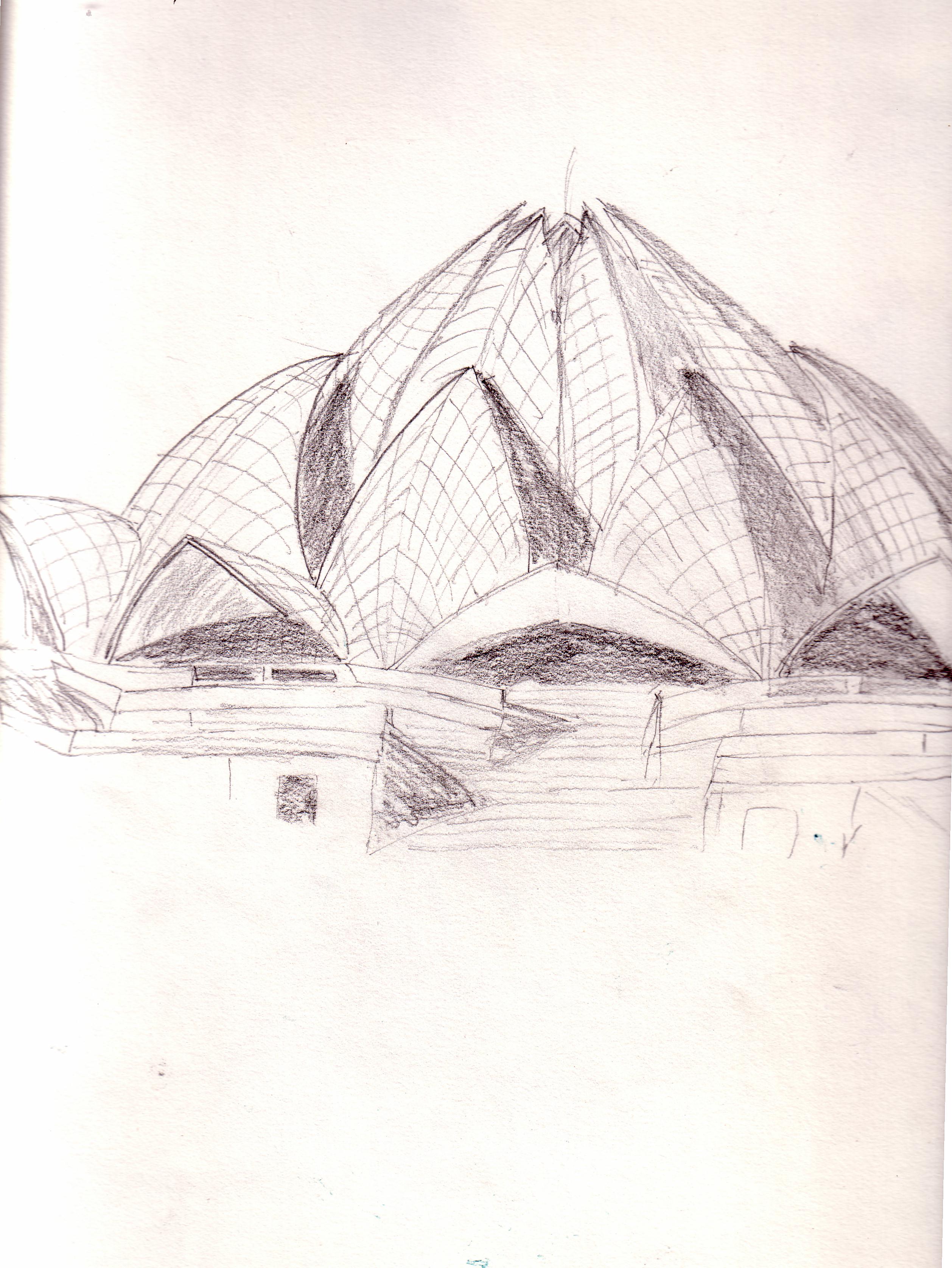 2516x3352 My Creative Works - Lotus Temple Sketch
