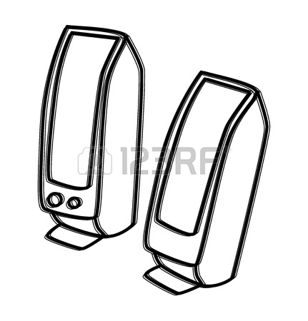431x450 Speakers Clipart Outline ~ Frames ~ Illustrations ~ Hd Images - Loudspeaker Sketch