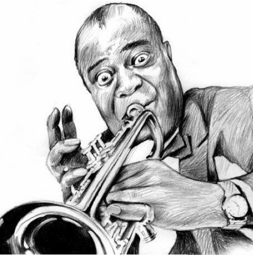 503x507 Louis Armstrong By Gregchapin - Louis Armstrong Sketch