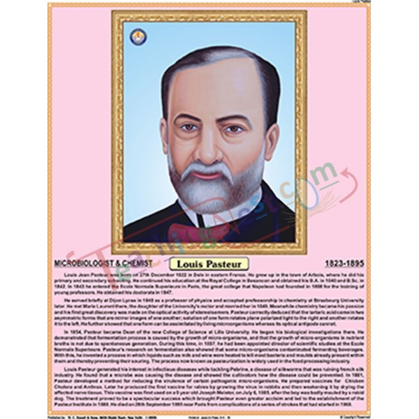 600x600 Louis Pasteur Life Sketch (45x57cm) Wall Chart - Louis Pasteur Sketch