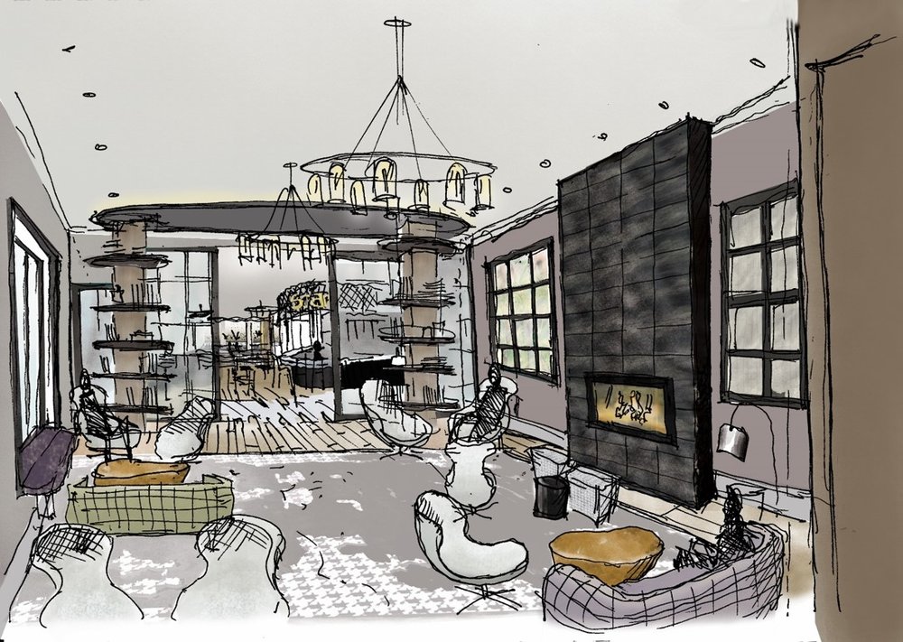 1000x711 Renaissance Hotel Scott Kielaszek - Lounge Sketch