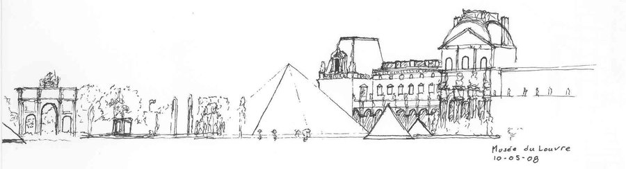 900x244 Musee Du Louvre, Paris By Tashio190 - Louvre Sketch
