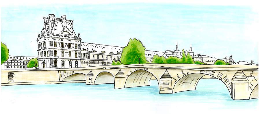 900x395 Paris Sketch Journal Paris Sketches - Louvre Sketch