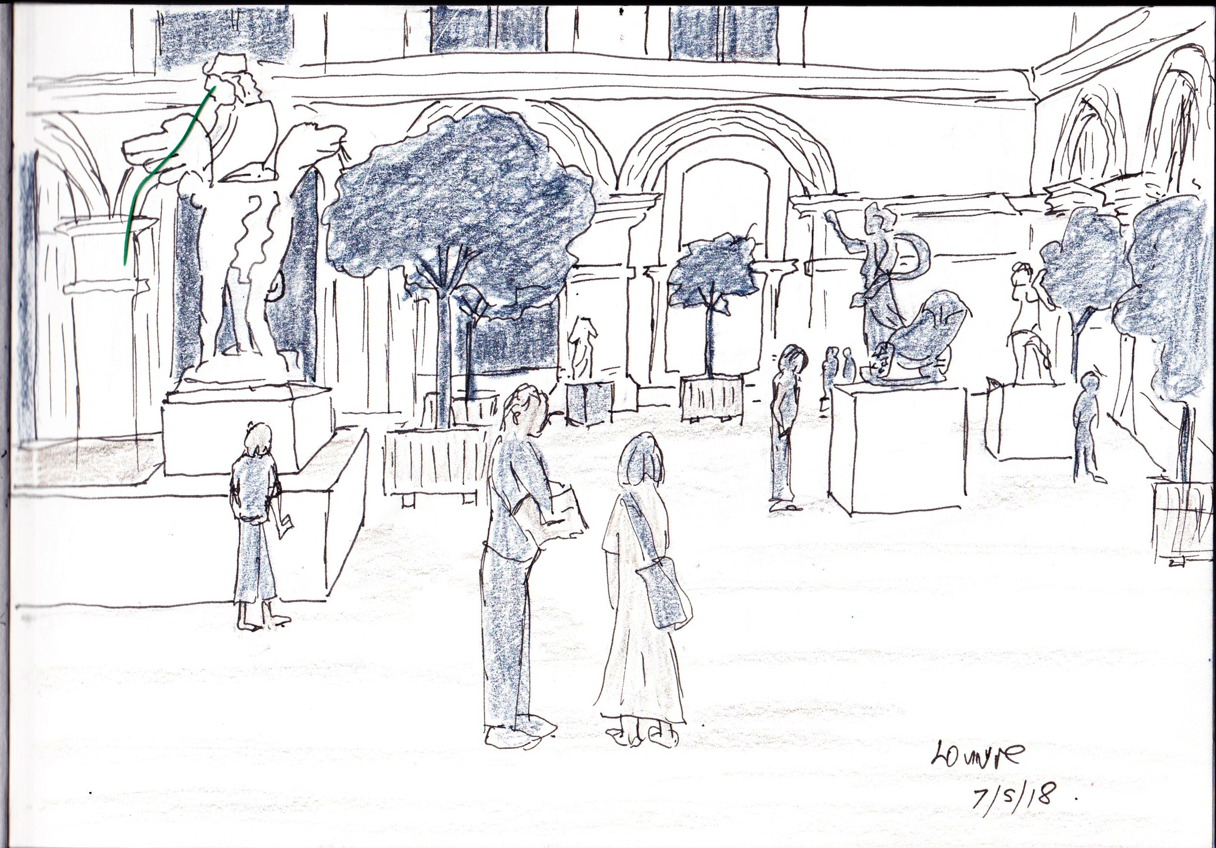 2497x1742 Louvre Sketch Jackie Duckworth Art - Louvre Sketch