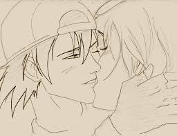 256x197 Anime Sketch Drawing Kiss Love Pictures - Love Anime Sketch