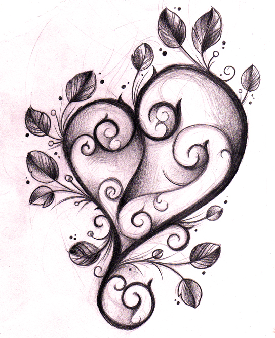 543x666 Heart Tattoo Design Sketch By Willemxsm - Love Heart Sketch