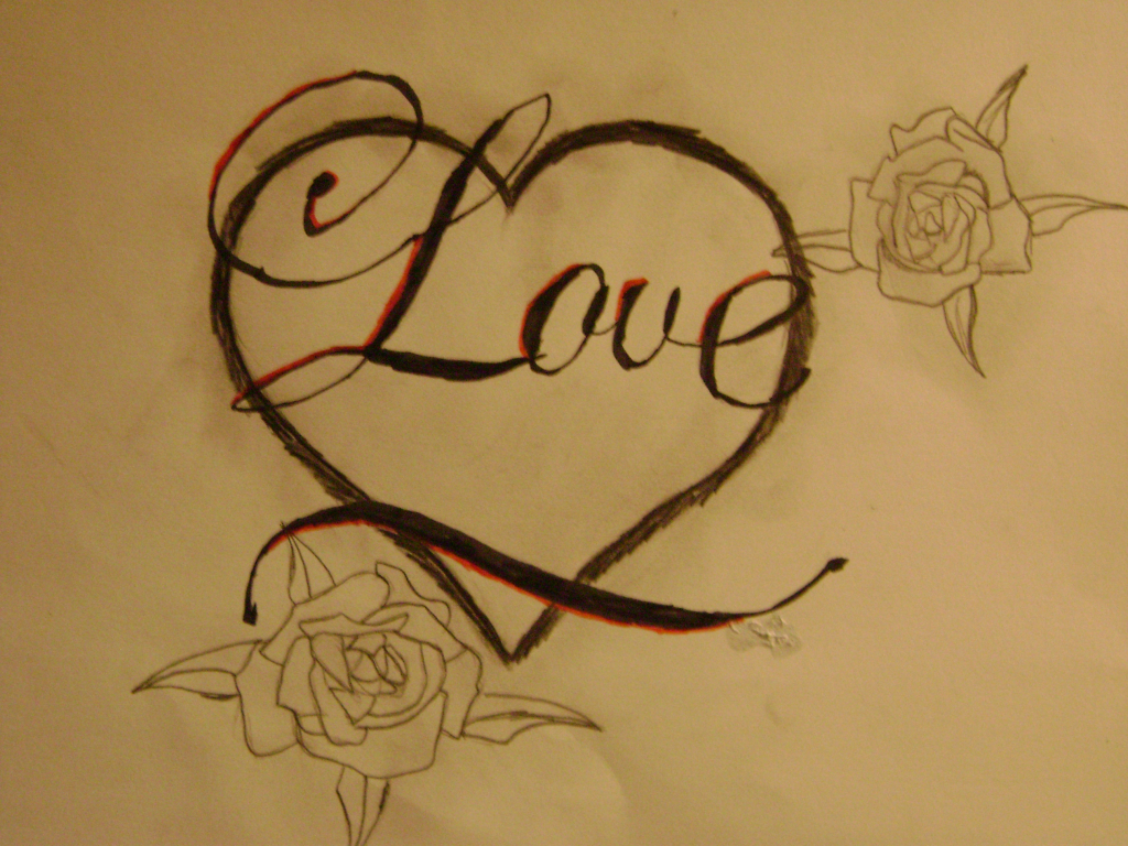 Love Heart Sketch at PaintingValley.com | Explore collection of Love ...