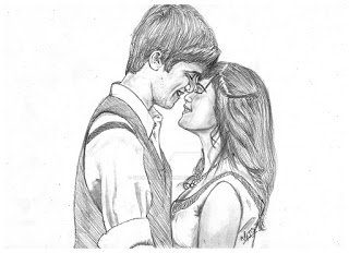 320x232 Pencil Sketches Of Lovers - Love Pictures Sketch