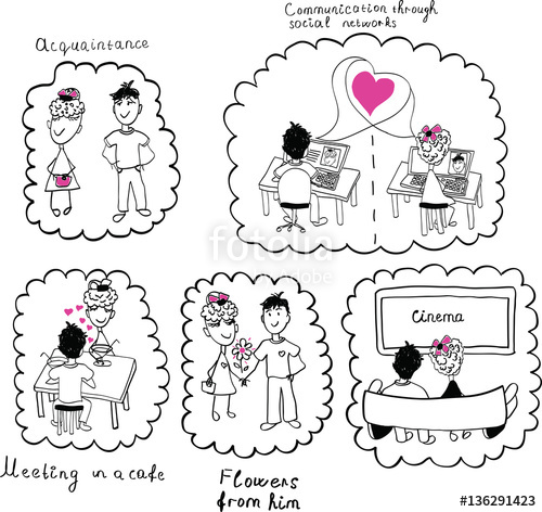 500x472 Love Story. Couple In Love. The Beginning Of A Love Story. Sketch - Love Story Sketch