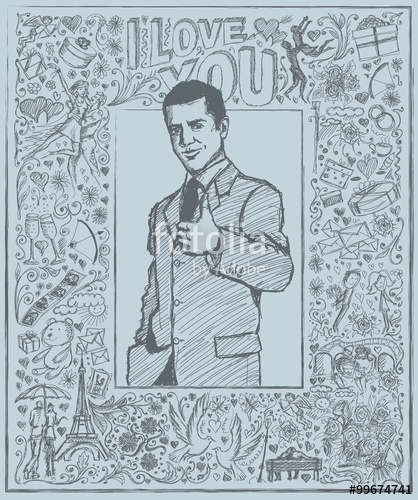 418x500 Sketch Man Shows Well Done Against Love Story Background Stock - Love Story Sketch