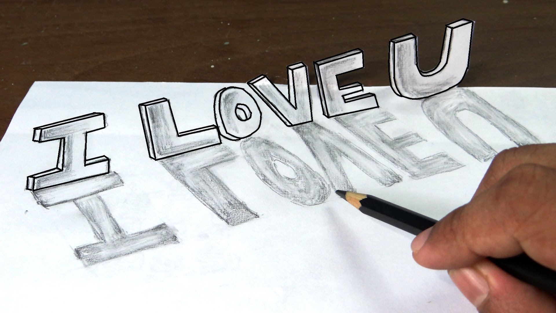 1920x1080 How To Draw I Love You In 3d Graffiti Letters With Narration - Love You Sketch