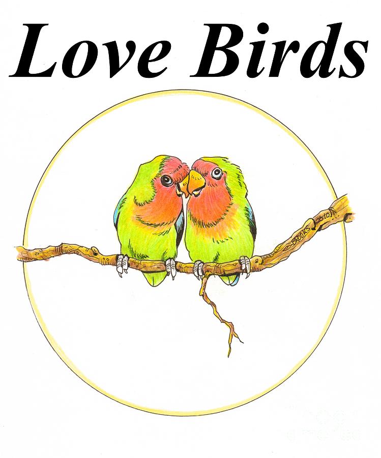 749x900 Love Birds Drawing By Richard Brooks - Lovebird Sketch