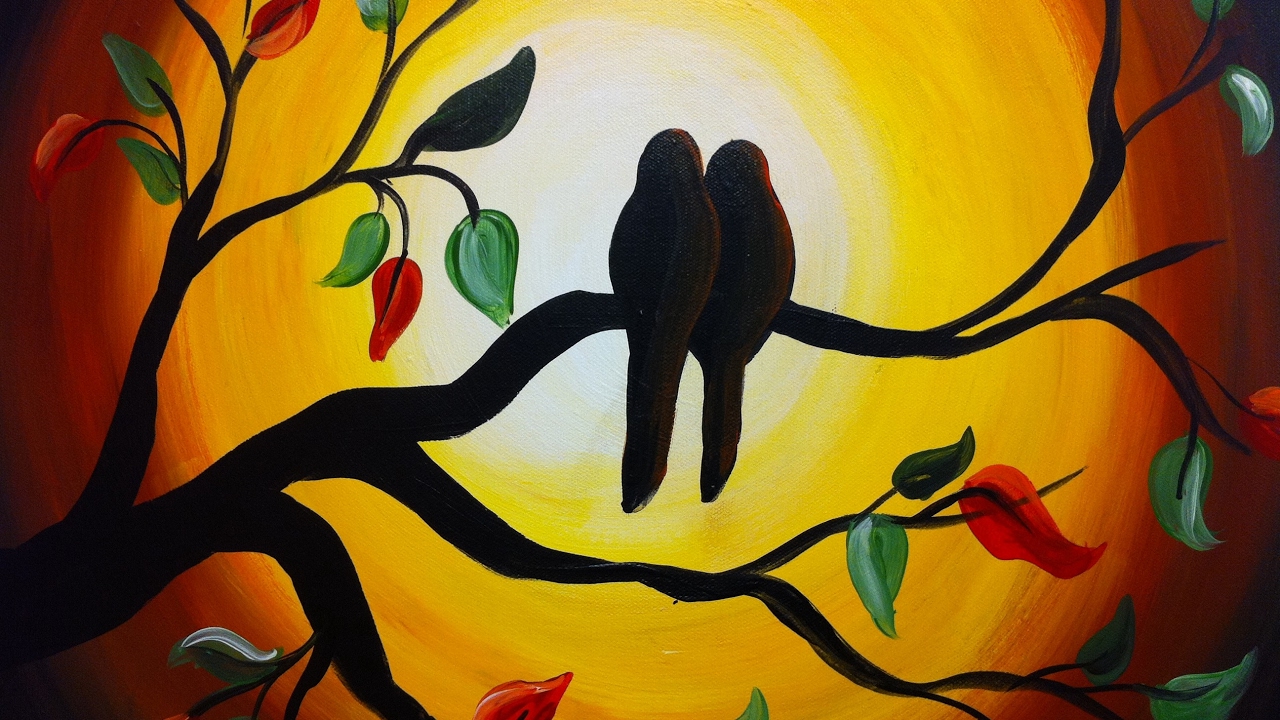 1280x720 Love Birds Love Couples Painting Sketch Birds - Lovebirds Sketch