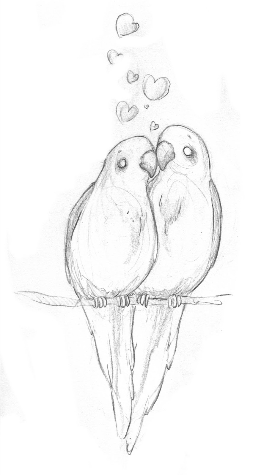 878x1600 Love Birds Sketches Coloring Pages Decorative Drawing Of Lovebirds - Lovebirds Sketch