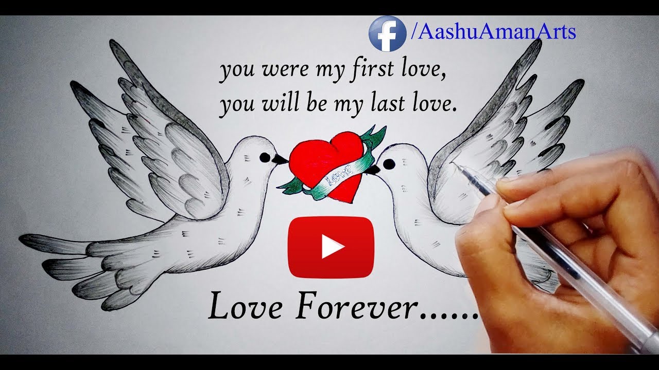 1280x720 Drawing Love Birds Pencil Sketch Ii Pencil Sketch Ii Fast Mode Ii - Lovebirds Sketch