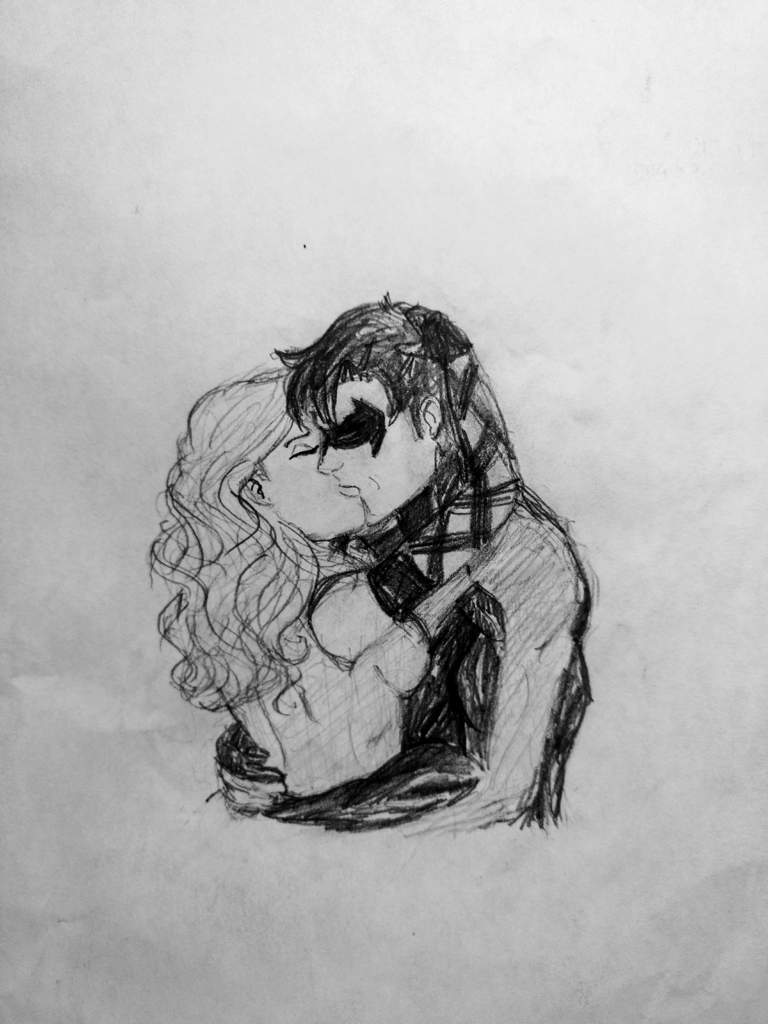 768x1024 Lovebirds Sketch (Nightwing X Lady Dc - Lovebirds Sketch