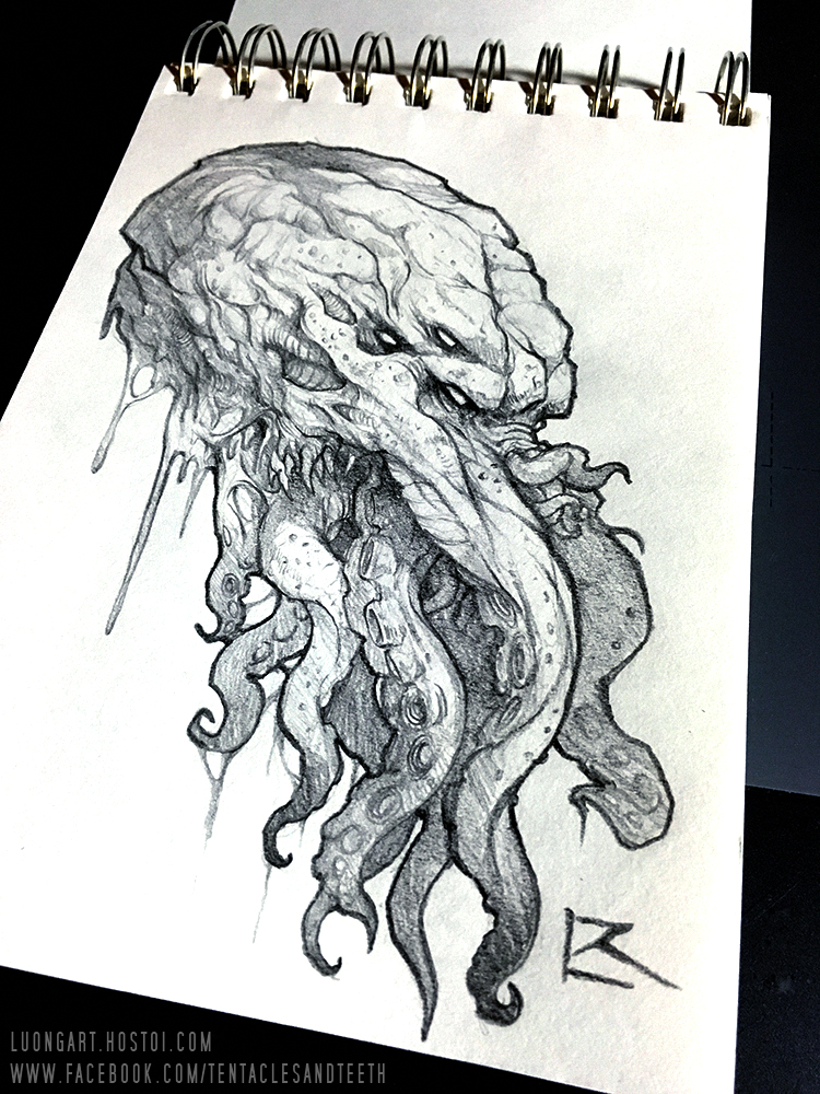 750x1000 Cthulhu Sketch By Tentaclesandteeth - Lovecraft Cthulhu Sketch