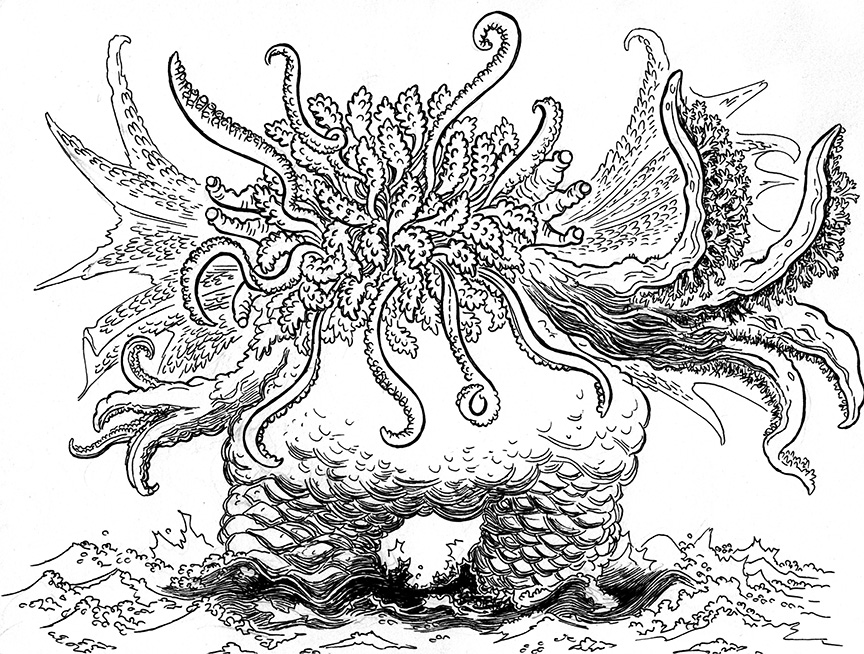 864x654 Lovecraft Sketch Cthulhu - Lovecraft Cthulhu Sketch