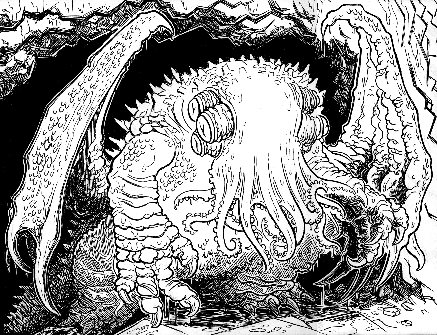 1749x1341 Lovecraftian Sketches Cthulhu - Lovecraft Cthulhu Sketch.