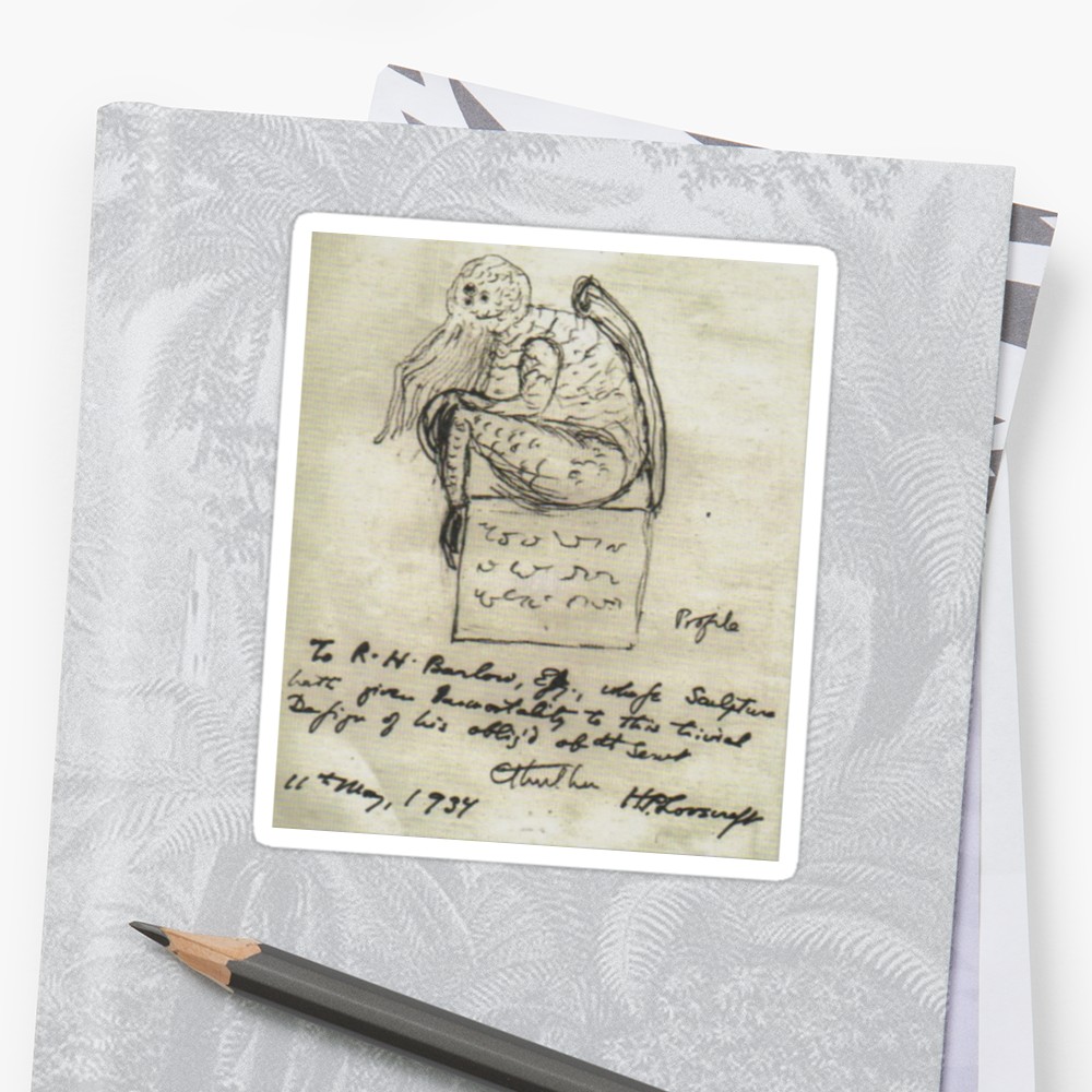 1000x1000 Cthulhu Sketch Lovecraft Horror Stickers By Crimezombie Redbubble - Lovecraft Cthulhu Sketch