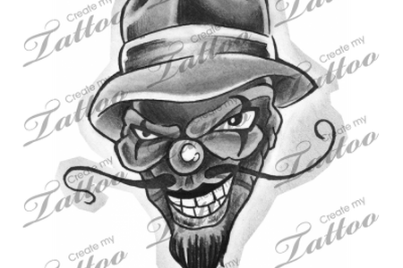 450x300 Lowrider Designs Gangsta Skull Drawing Pictures - Lowrider Sketches