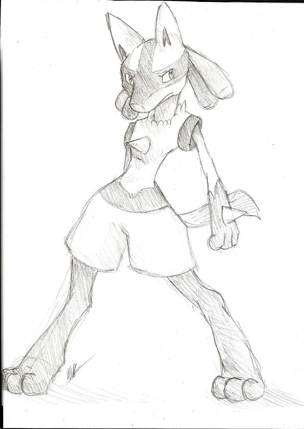 600x847 Lucario Sketch By Milesofcrochet - Lucario Sketch