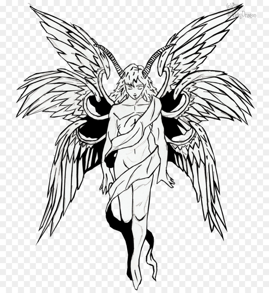 900x980 Lucifer Line Art Michael Fallen Angel Drawing - Lucifer Sketch