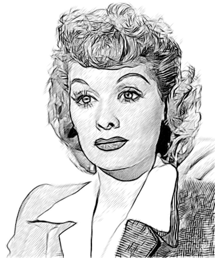 750x900 Lucille Ball 002 Drawing By Dean Wittle - Lucille Ball Sketch