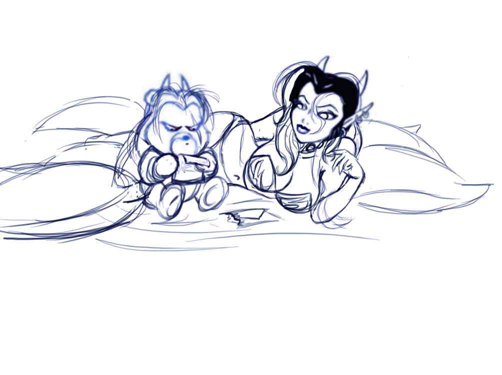 1004x751 Lucy And Bearalzebub Sketch Another Unused Sketch. The - Lucy Sketch