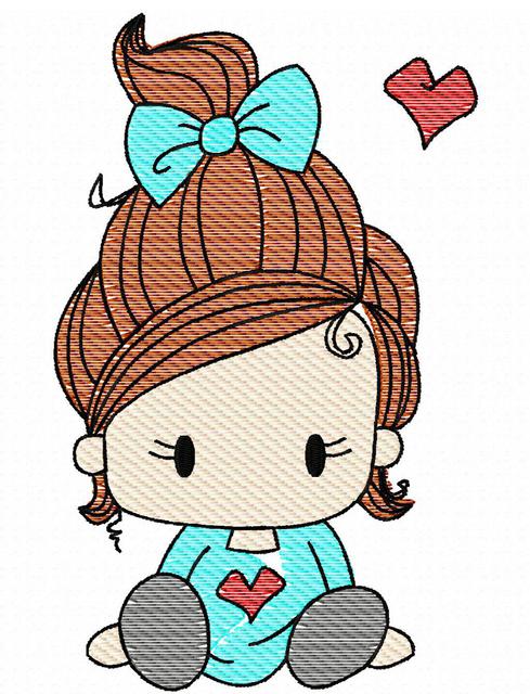 489x640 Lucy Girl Sketch Embroidery Design - Lucy Sketch