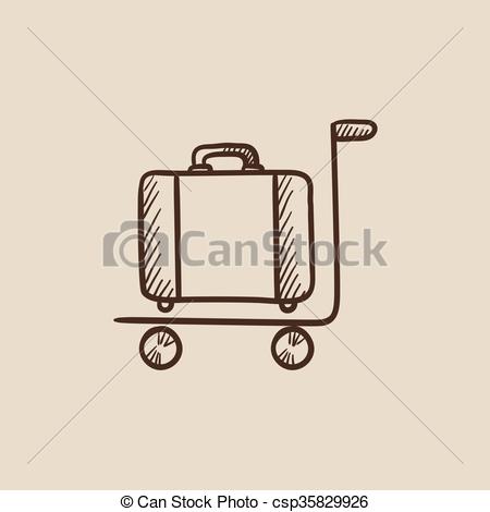 450x470 Luggage On Trolley Sketch Icon. Luggage On A Trolley Sketch Icon - Luggage Sketch
