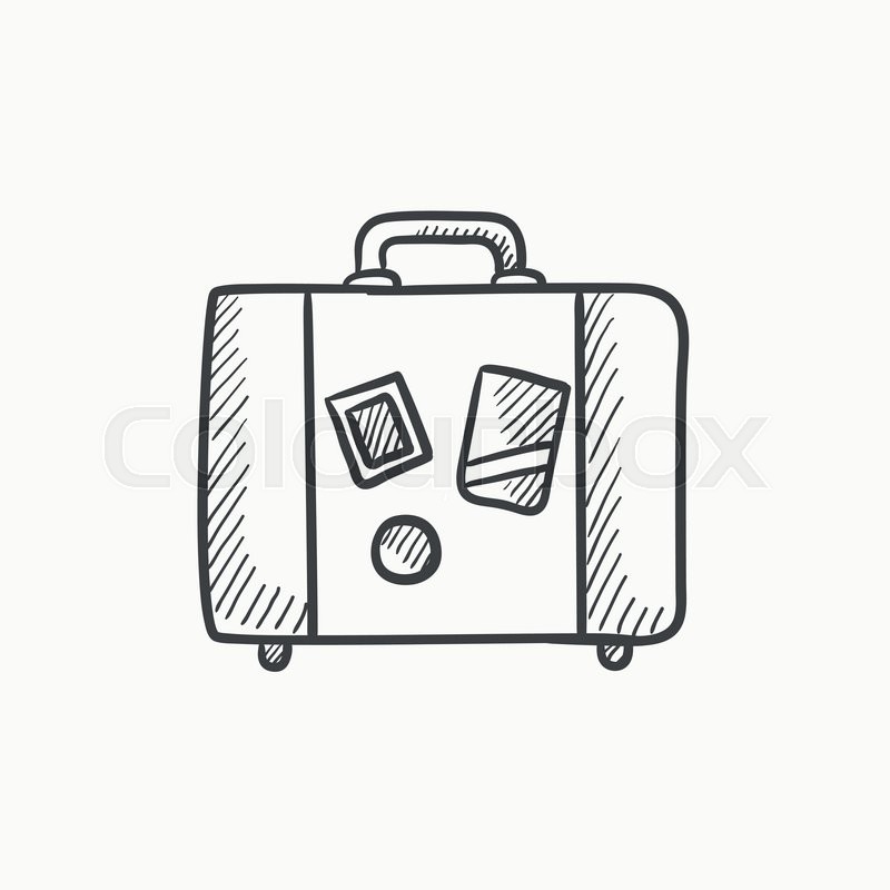 800x800 Suitcase Vector Sketch Icon Isolated On Background. Hand Drawn - Luggage Sketch