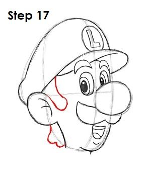 300x388 How To Draw Luigi Step 17 Manar Drawings, Art - Luigi Sketch