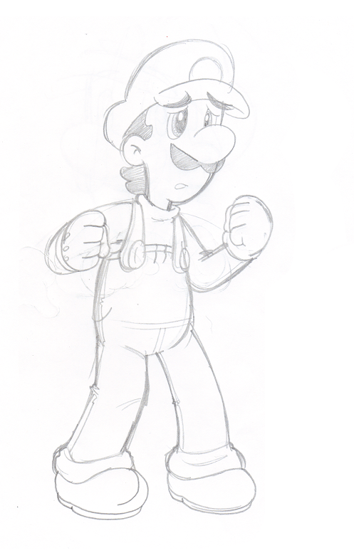 497x780 Just A Luigi Sketch... By Nintendrawer - Luigi Sketch