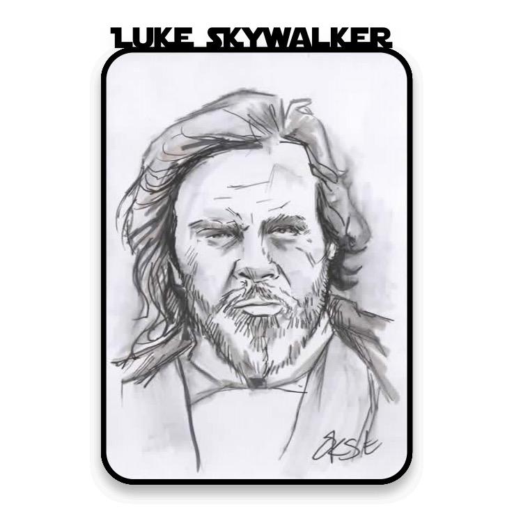 738x738 Luke Skywalker ( Last Jedi) Hand Drawn A6 Sketch Card The Art Of - Luke Skywalker Sketch