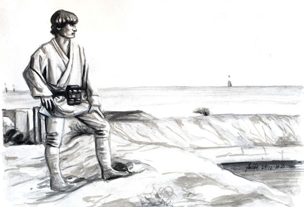 604x412 Luke Skywalker Standing Sketch By Fedde - Luke Skywalker Sketch