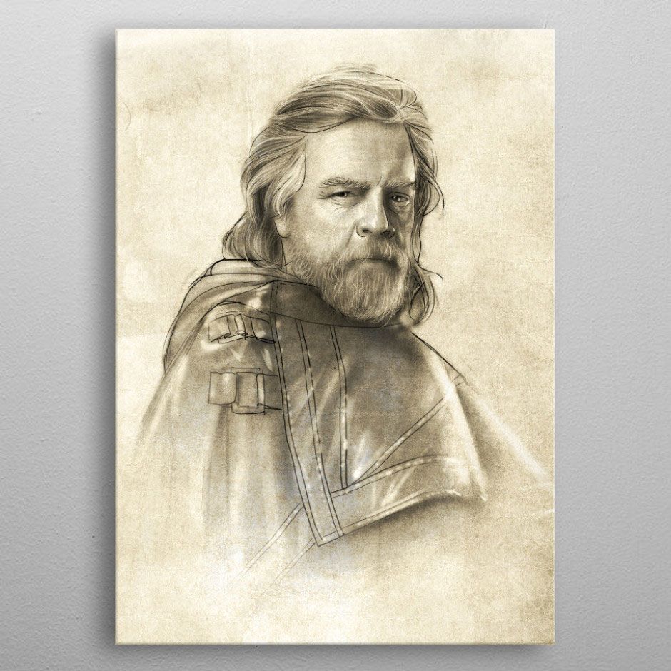 940x940 Star Wars Metal Poster Last Jedi Sketches Luke Skywalker 32 X 45 - Luke Skywalker Sketch
