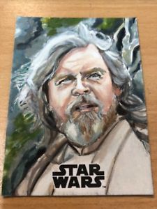 225x300 Star Wars The Last Jedi Sketch Card By Lee Lightfoot (Luke - Luke Skywalker Sketch