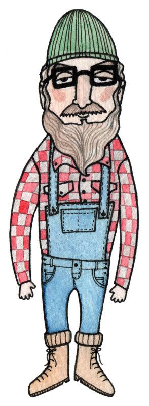294x800 Lumberjack Sketch Finalized In Watercolor And Ink Bricolage Et - Lumberjack Sketch