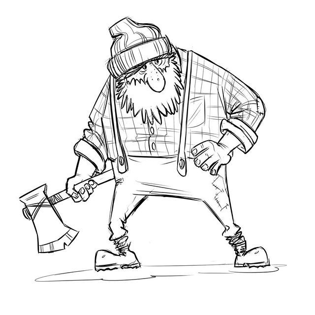 640x640 Lumberjack. Sketching Around In Manga Studio Again. - Lumberjack Sketch