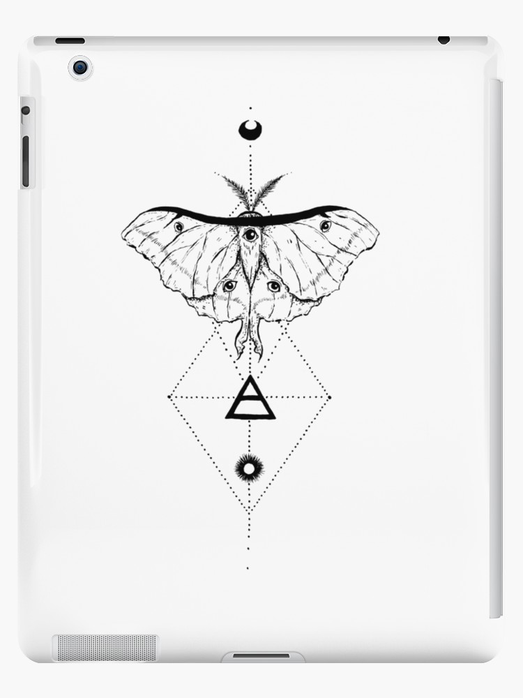 750x1000 Luna Moth Ink Illustration With Dot Work Pattern Ipad Cases - Luna Moth Sketch