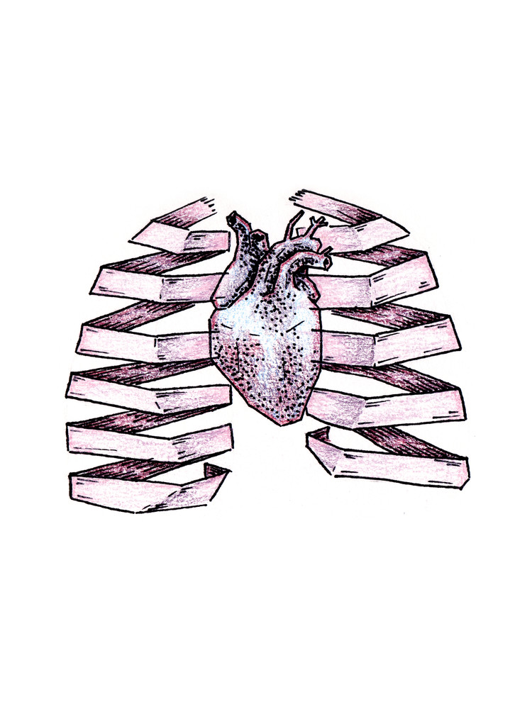 750x1000 Frozen Heart, Paper Lungs - Lungs Sketch