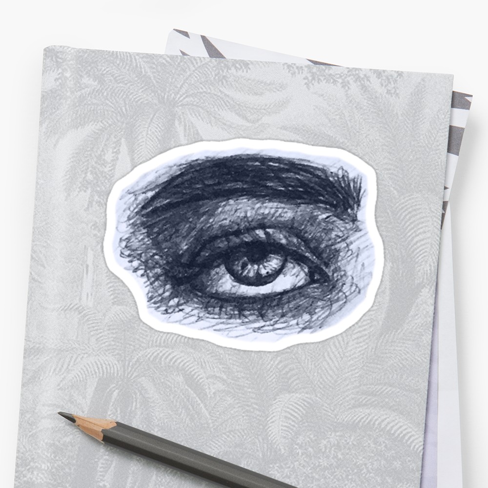 1000x1000 Eye Sketch Stickers By Melanie Lust Redbubble - Lust Sketch