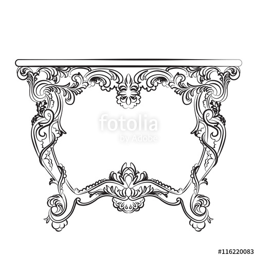 500x500 Royal Baroque Vector Classic Table Furniture With Ornate Luxury - Luxury Sketch