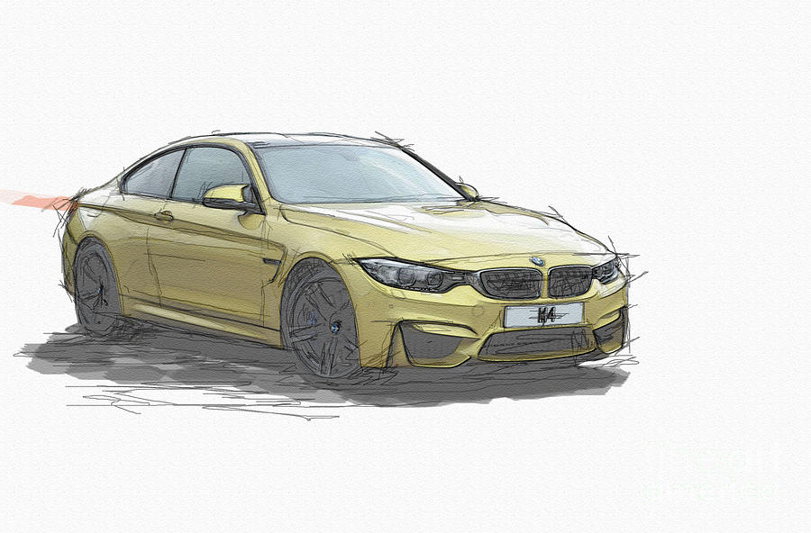 900x592 Bmw M4 Sketch Photograph By Roger Lighterness - M4 Sketch